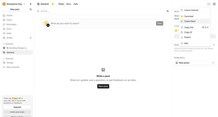 Campsite
			 collaboration settings team collaboration sidebar navigation project management account management user settings exporting data channel management empty state illustration sidebar blank state void blank non-ideal state empty page prompt communication messages menu chat interface ui page example