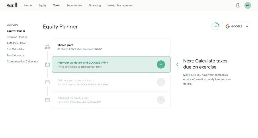 Secfi
			 finance progress indicator content blocks data entry sidebar progress ui page example