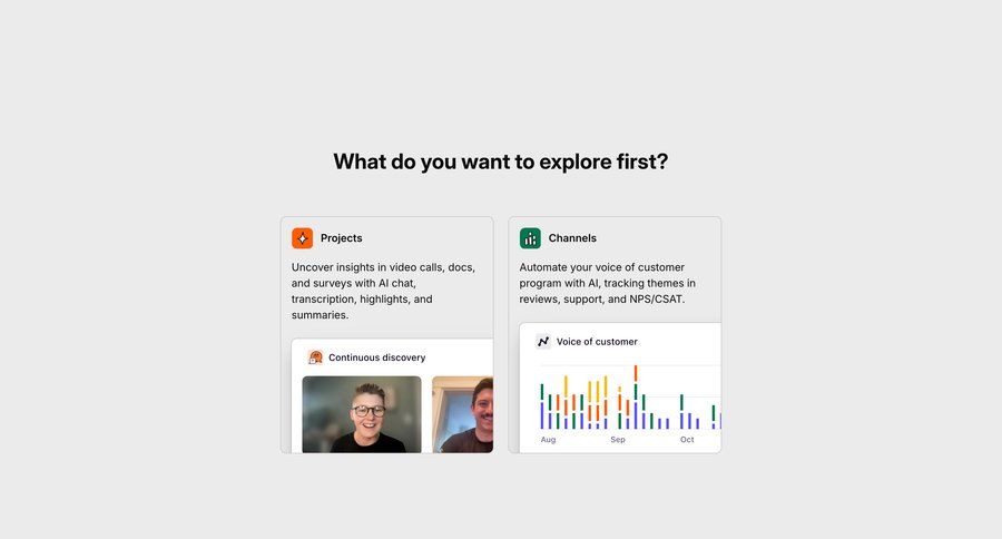 Dovetail
				onboarding ui page example