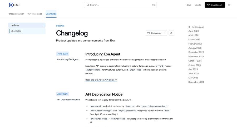 Exa
				changelog ui page example