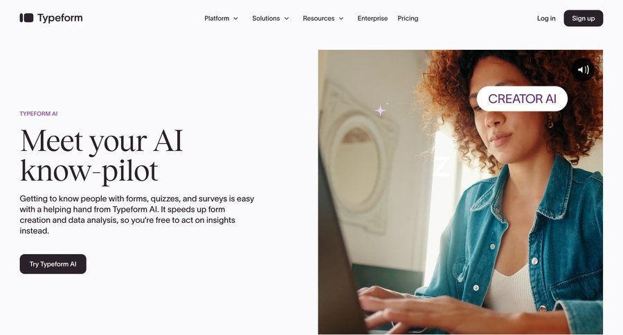 Typeform
				artificial intelligence ui page example