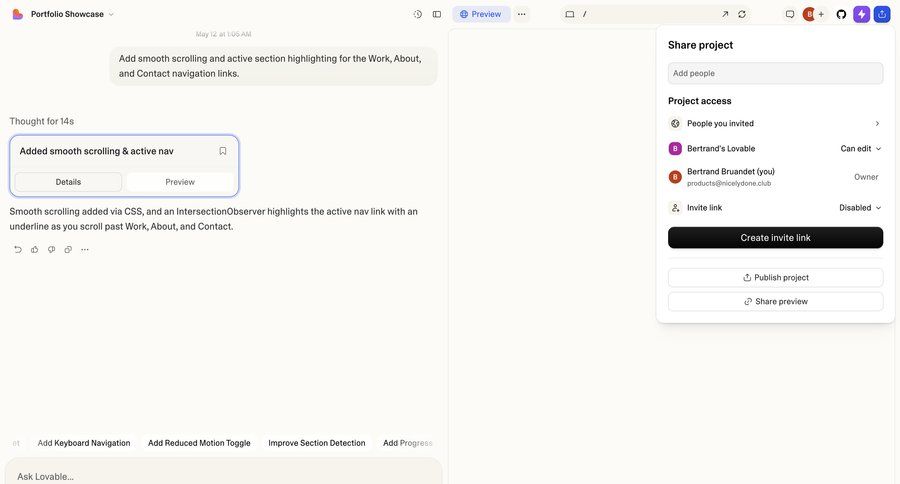 Lovable
				share ui page example