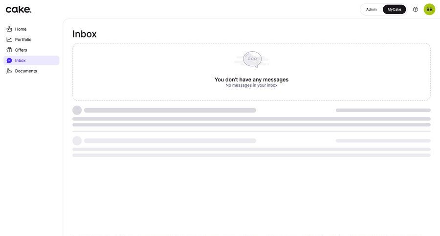 Cake
			 inbox communication ui page example
