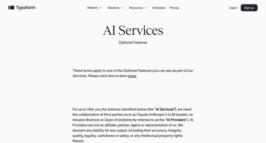 Typeform
				terms & conditions ui page example