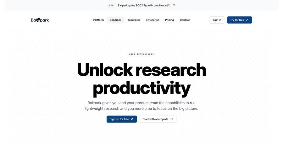 Ballpark
			feature demo product update features call recording alternatives global search marketing website design ui page example