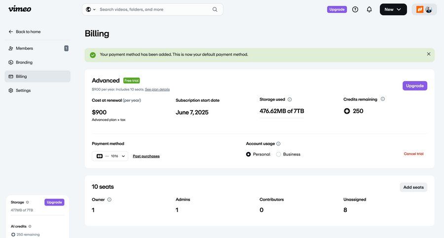 Vimeo
				settings ui page example