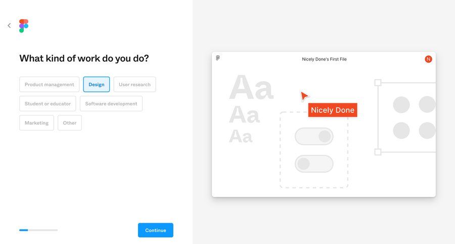 Figma
				onboarding page example