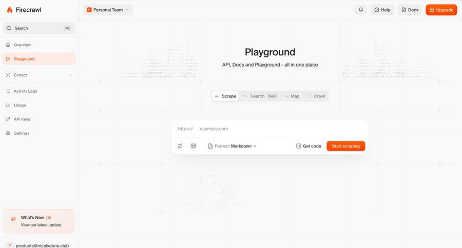 Firecrawl
			 sidebar navigation form full-screen layout sidebar documentation ui page example