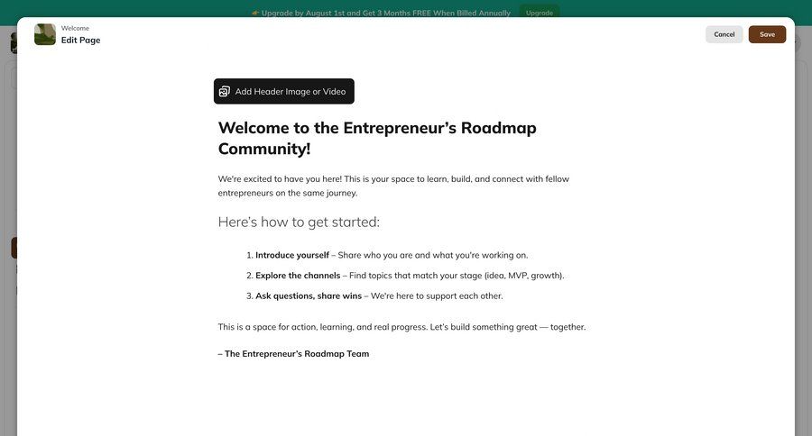 Mighty
			 content management onboarding call to action upload media ui page example