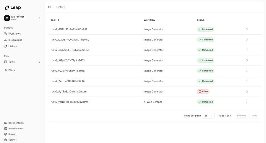 Leap
			list history lists task management dashboard ui page example