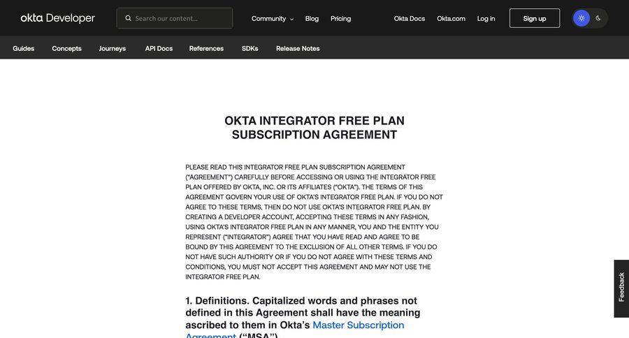 Okta
				terms & conditions ui page example