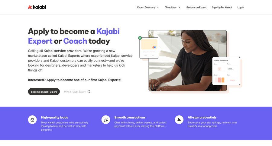Kajabi
			 setup on boarding experts media assets marketing website design ui page example
