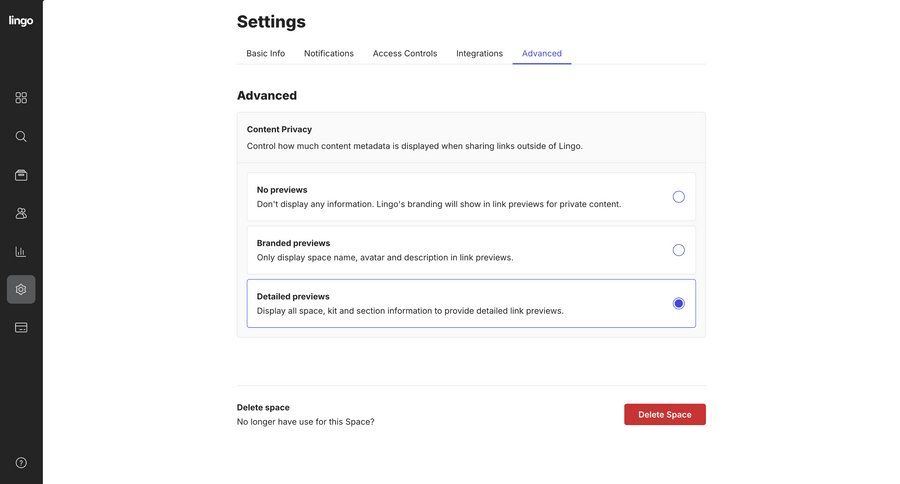 Lingo
			 configuration settings account management account settings privacy settings ui page example