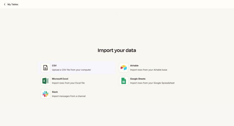 Zapier
			 data management grid onboarding import data full-screen layout wizard data import integration ui page example