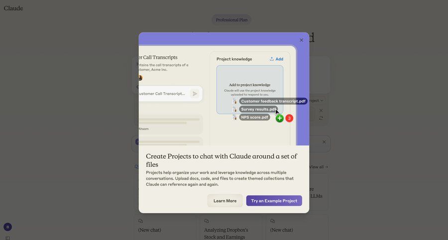 Claude
			 modal screen project management project setup file upload file management project collaboration file organization file upload modal call intelligence call transcript upload documents transcript ui page example