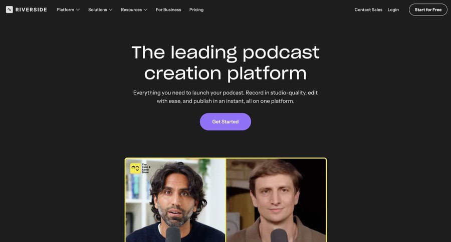 Riverside
				landing page ui page example