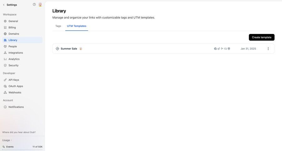 Dub
			 configuration settings sidebar navigation full-screen layout tag management manage links sidebar create modern template creation ui page example