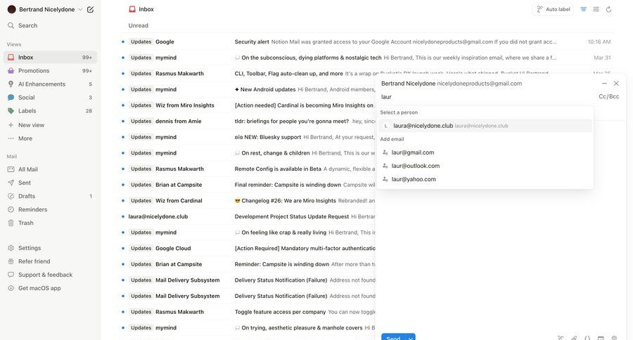 Notion Mail
			 sidebar navigation grid automation email inbox communication chat messages not found page not found autocomplete ui page example