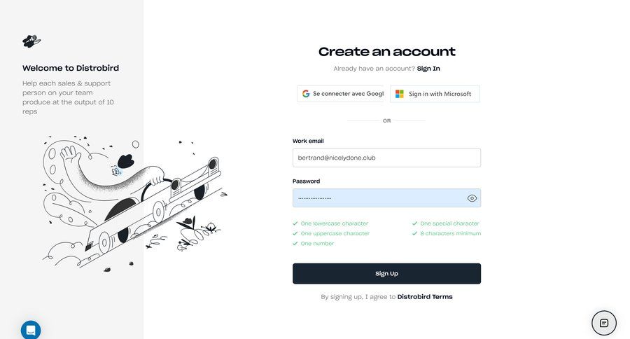 Distrobird
				signup page example
