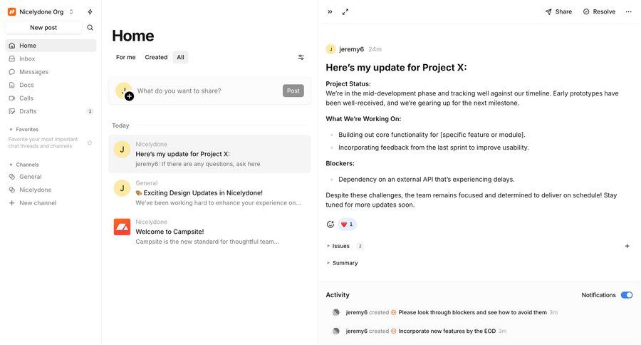 Campsite
			home timeline team collaboration sidebar navigation project management onboarding right sidebar radio group sidebar personal space communication activity stream timeline ui modern ui page example