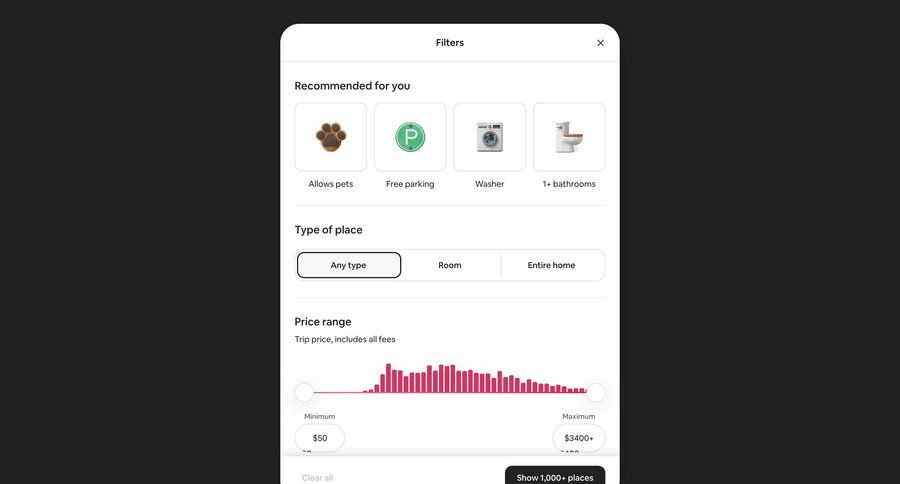 Airbnb
			search filters modal & popover search filters ui page example