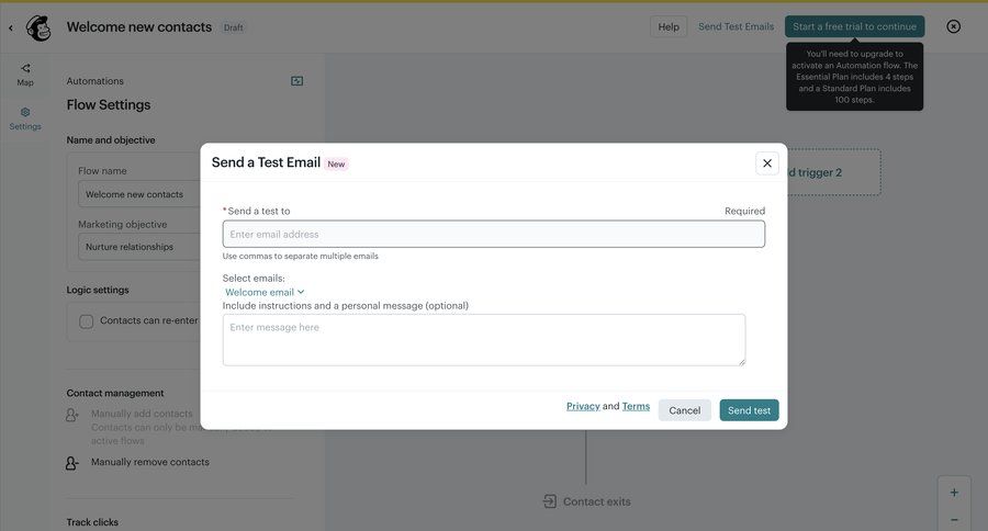 Mailchimp
			 workflow builder marketing automation automation setup ui page example