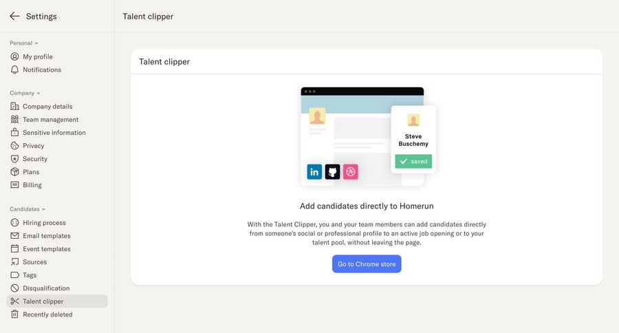 Homerun
			 configuration settings sidebar navigation sidebar chrome extension modern ui page example