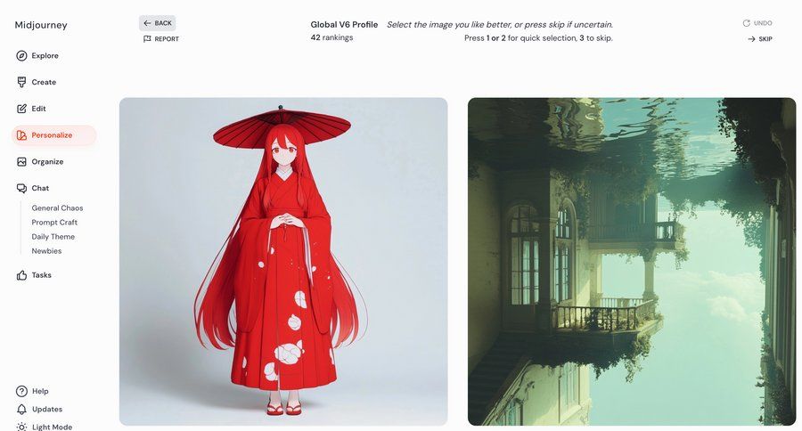 Midjourney
			 artificial intelligence full-screen layout user feedback ui page example