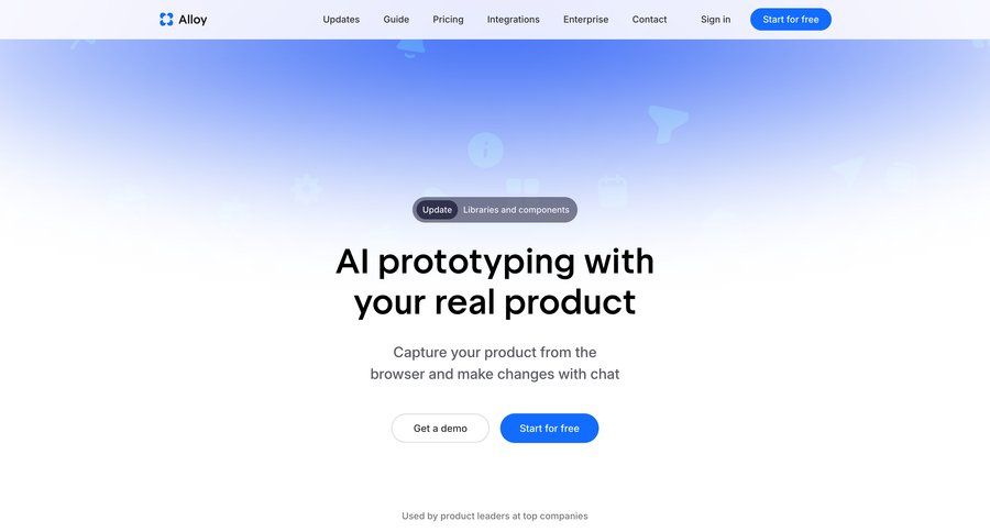 Alloy
				landing page ui page example