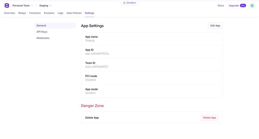 Evervault
			 configuration settings parameters edit mode version control ui page example