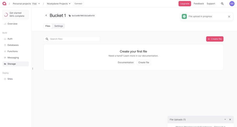Appwrite
			 file management ui page example