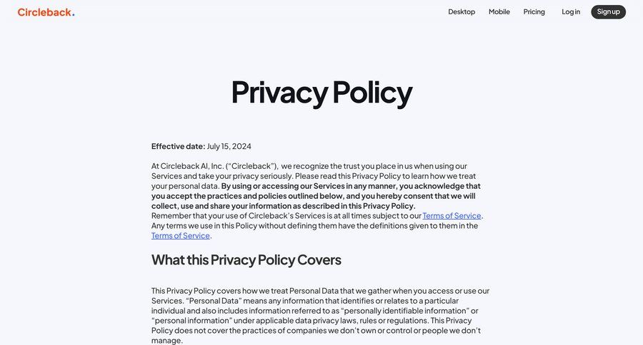 Circleback
				legal ui page example