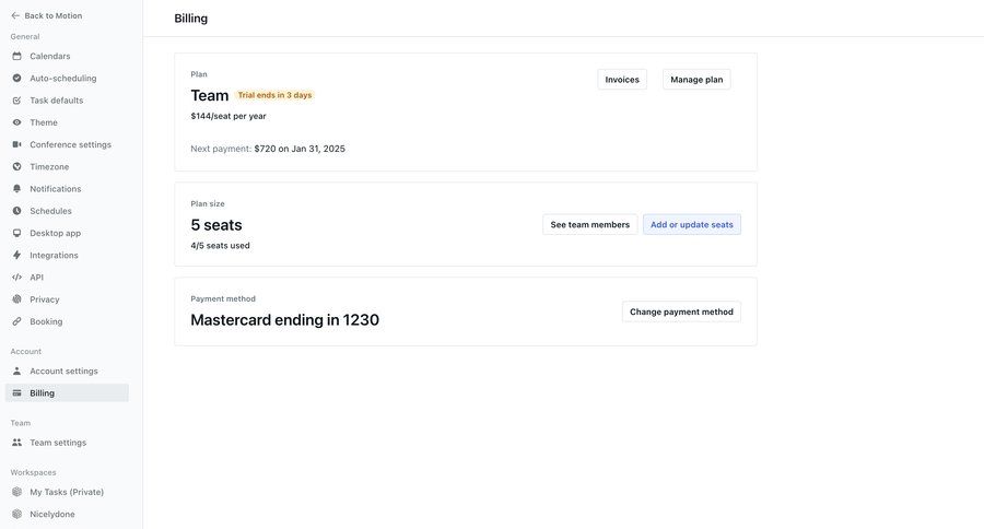 Motion
			 settings form account setup progress indicator subscription management payment method billing history sidebar timezone selector ui page example