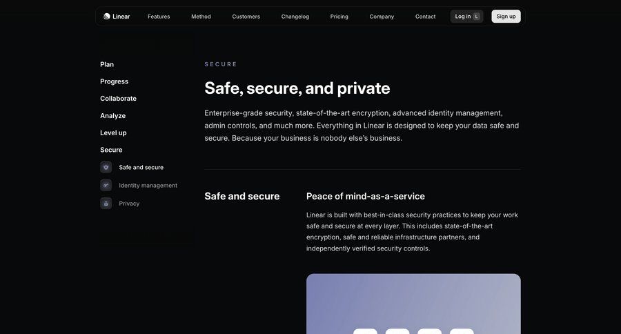 Linear
			 features management audit log features changelog ui page example