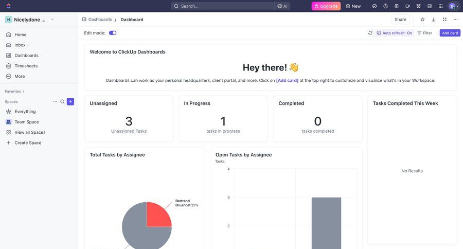ClickUp
			dashboard & stats charts & graphs task management team collaboration dashboard sidebar navigation project management analytics dashboard project tracking dashboard warning dropdown filters sidebar menu data visualization performance metrics monitoring business intelligence kpi dashboard progress bar task management dashboard modern edit mode ui page example