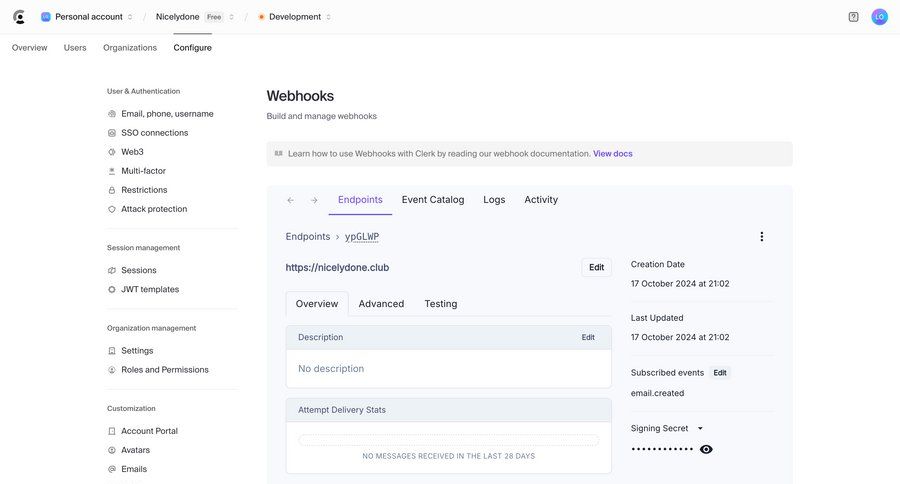 Clerk
			 configuration settings sidebar navigation organization management dropdown filters user permissions sidebar menu integration table api integration ui page example