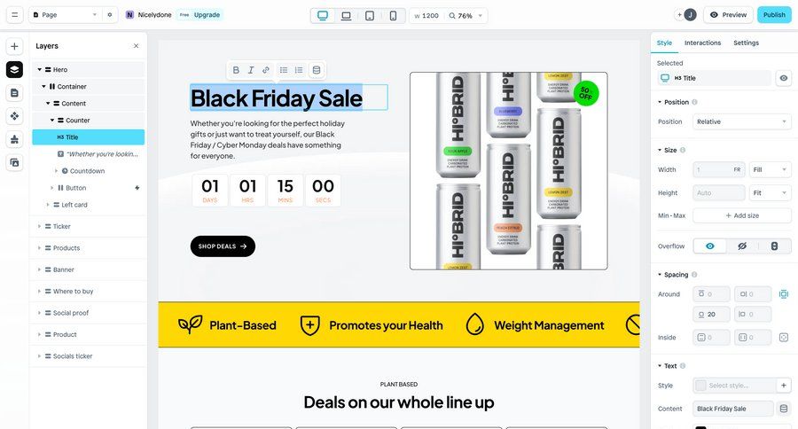 Instant
			 e-commerce editor wysiwyg desktop modern ui page example