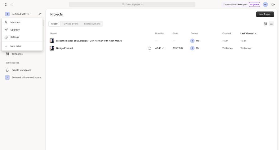 Descript
			 team collaboration dashboard sidebar navigation project management workspace management file management project organization manage links sidebar user profile personal space menu task management dashboard table project dashboard ui page example