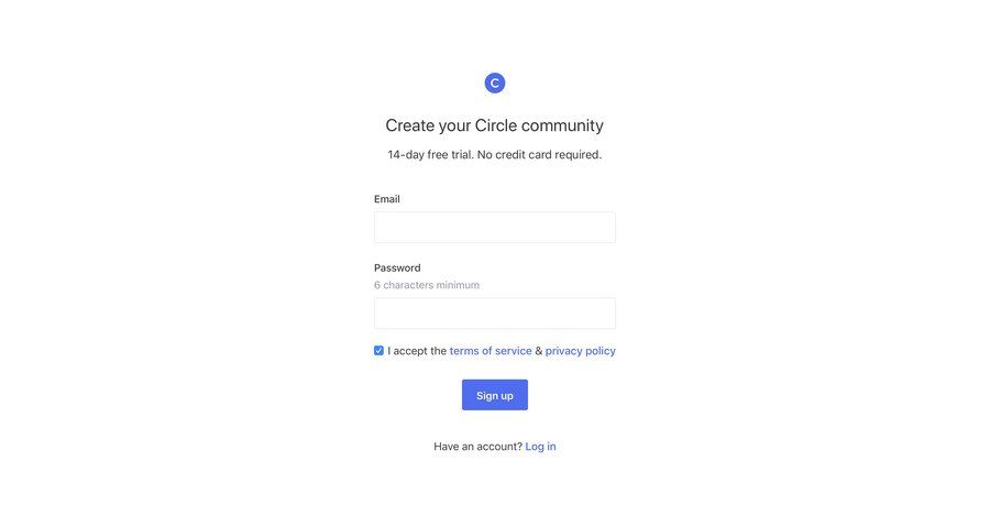 Circle
				signup page example