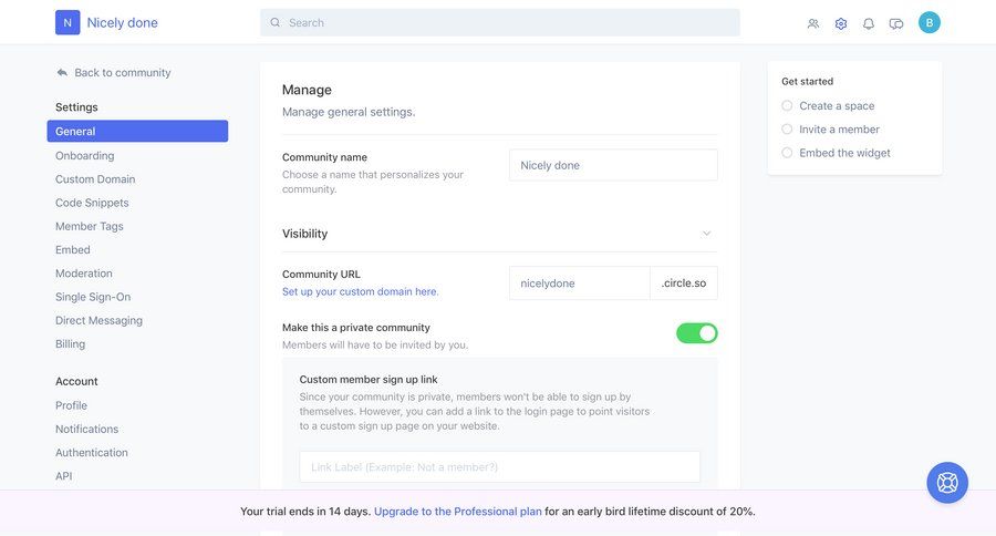 Circle
				settings page example