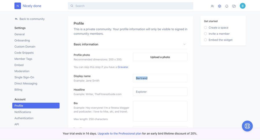 Circle
				profile page example