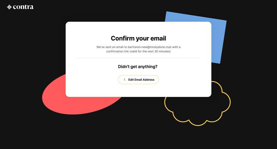 Contra
				signup page example
