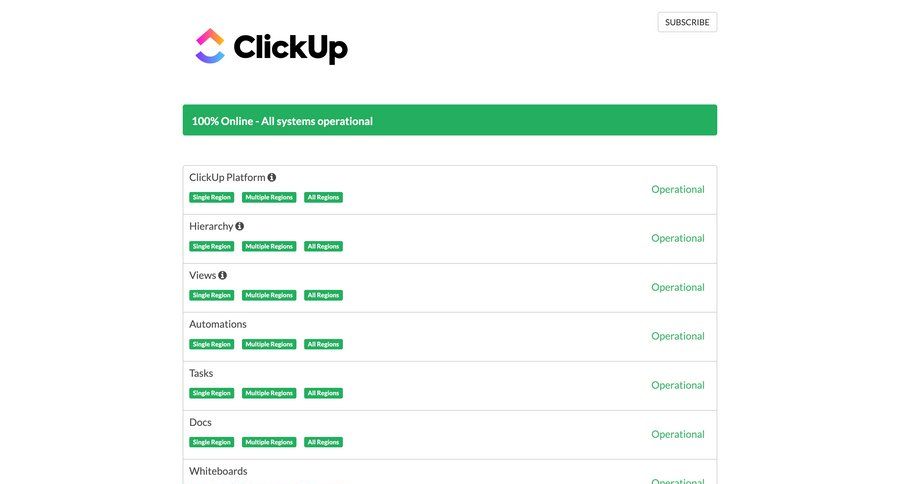 ClickUp
				system status ui page example