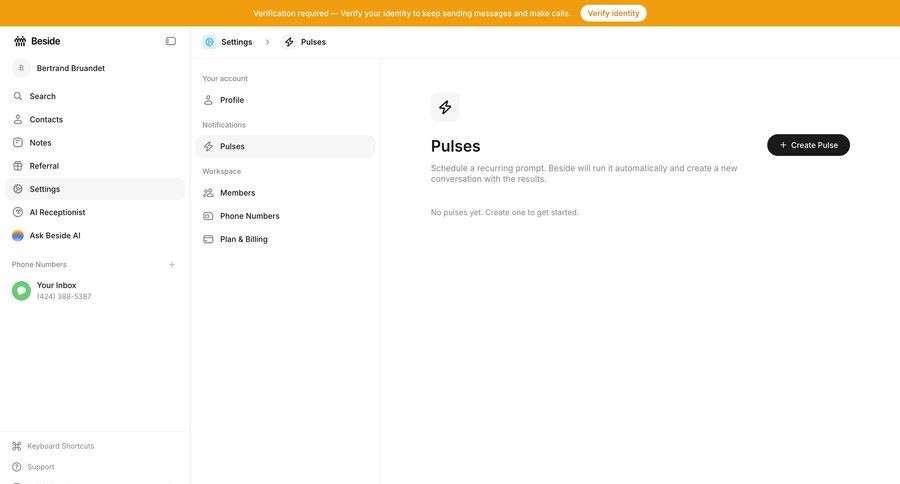 Beside
			 settings account management onboarding account setup workspace settings account settings user account minimalist design call to action sidebar detail view ui page example