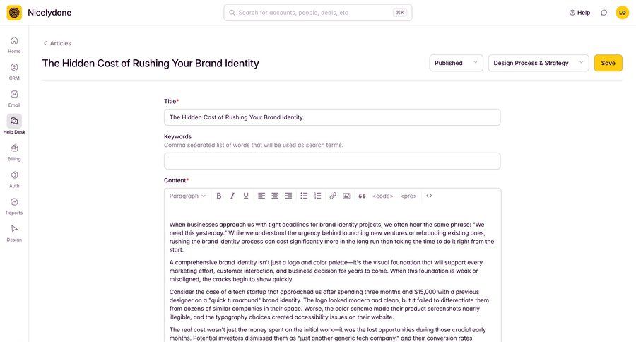 Outseta
			 content management form design sidebar create menu article ui page example