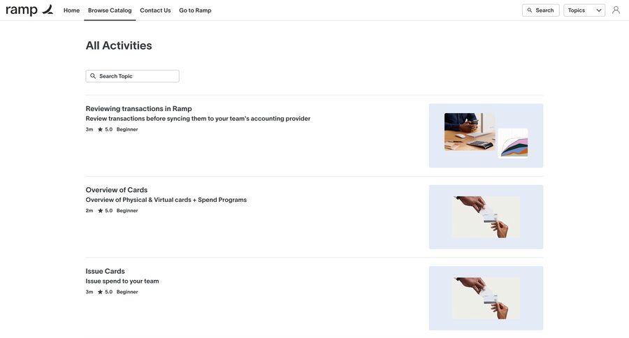 Ramp
			 onboarding finance expense management guide search bar advanced search pagination pay bill ui page example