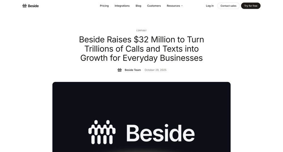 Beside
			article company press blog press release ui page example