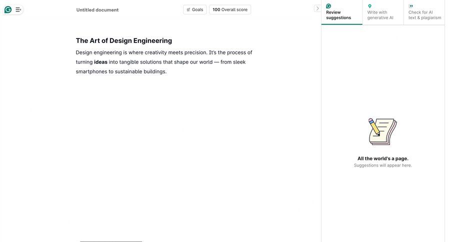 Grammarly
			 ai suggestions ui page example