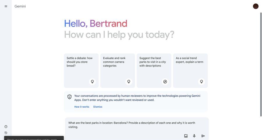 Gemini
			 sidebar navigation artificial intelligence natural language processing conversational interface alert message system notification push notification notification center modern cards ui suggestion ui page example