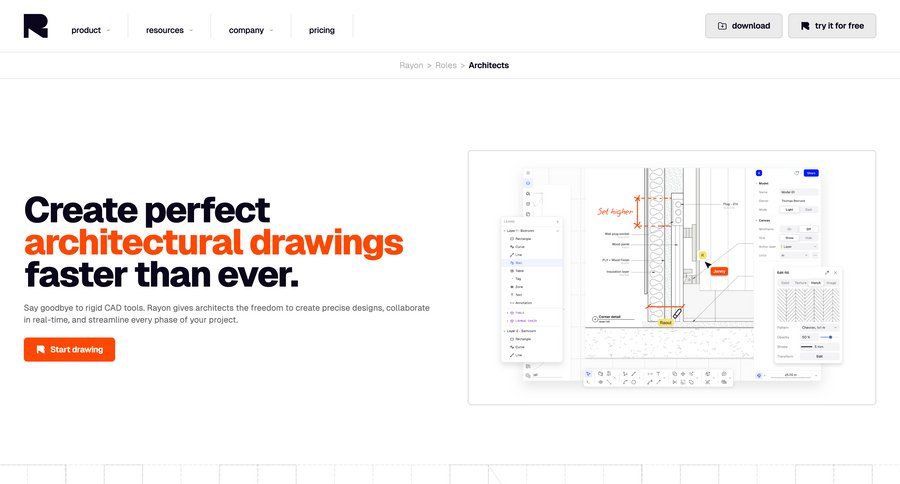 Rayon
			product page feature demo features alternatives ui page example